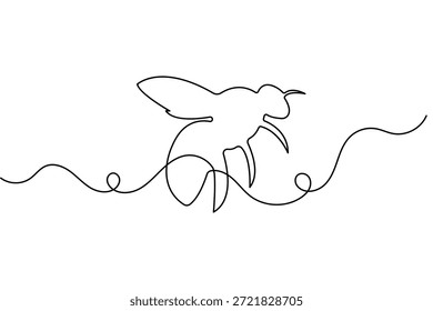 Minimalist bee continuous one line drawing style isolate outline vector illustration design