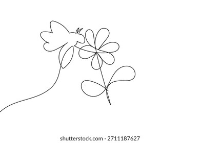 Abeja minimalista y flor de una línea de Ilustración vectorial de arte