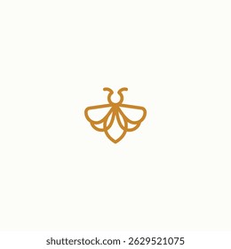 Minimalist bee icon in gold outline