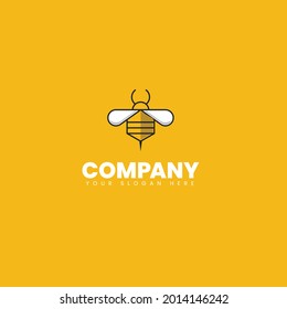 Minimalist bee illustration, Company, yellow and black 
