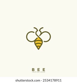 Minimalist Bee Logo Design with line style vector illustration