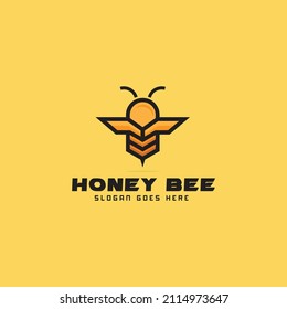 minimalist bee logo design, polygon bee logo, line and outline bee, icon vector template modern