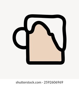 Minimalist beer mug icon with frothy foam. Simple beer mug design, emphasizing foam. Beer mug with foam, perfect for beverage themes. Iconic beer mug style. Isolated vector illustration.