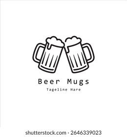 Minimalist Beer Mugs Logo Design Featuring Frothy Drinks and Simple Typography for a Beverage Company