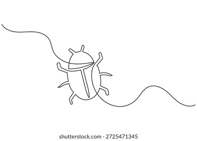 Minimalist beetle bug continuous line drawing vector art