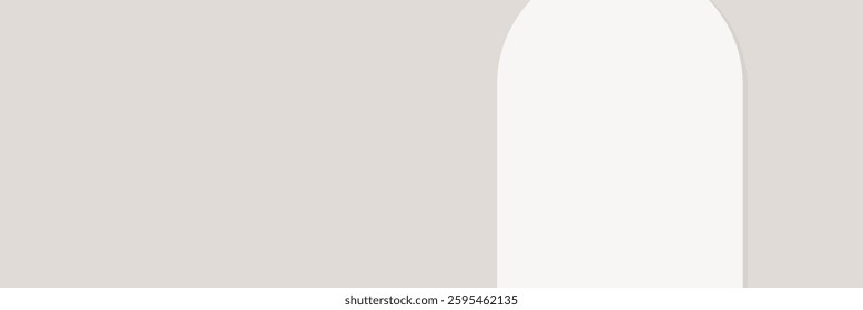 Minimalist beige archway on a light background. The archway design is simple and elegant. Beige tones create a calming, minimalist aesthetic. Minimal vector design.