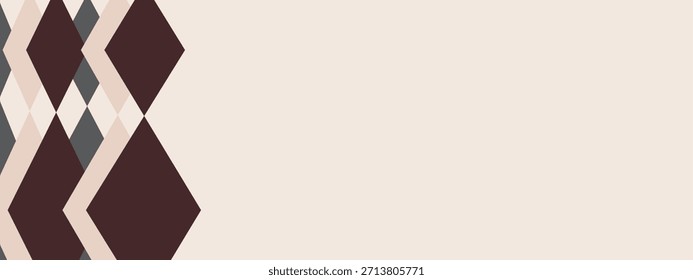 A minimalist beige background with a geometric argyle diamond pattern anchored on the left side.