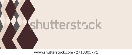 A minimalist beige background with a geometric argyle diamond pattern anchored on the left side.