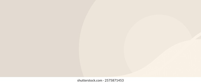 Minimalist beige background with smooth, flowing curves. The beige color creates a soft, calming background with a gentle texture. Aesthetic background vector. Pastel background.