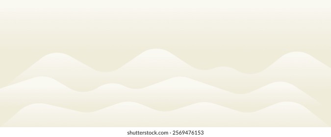 Minimalist beige background with soft, wavy patterns. The beige background has a smooth texture, creating a calm, serene atmosphere. Soft wave border background. Beige background vector.