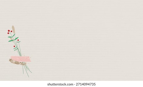 Minimalistischer beiger Hintergrund mit subtilen Linien. Der beige Hintergrund ist mit einem kleinen floralen Design versehen, das einen Hauch von Natur und Eleganz hinzufügt. Weihnachten Hintergrund Vektor.