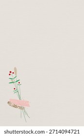Minimalist beige background with subtle texture. Beige background features a simple floral design, adding a touch of elegance and color. Christmas background vector.