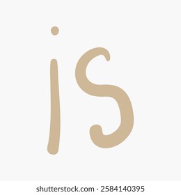 Minimalist beige 'is' letters on a light background. Simple 'is' design with a clean look. Beige 'is' typography on a neutral backdrop. Vector isolated on white.