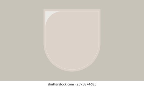 Minimalist beige shield icon with rounded edges on a light background. Simple shield design, perfect for logos or apps. Beige shield with a clean, modern look. Background vector.