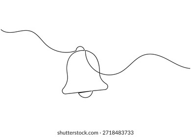 Dibujo de línea continua de campana minimalista para conceptos de notificación y alerta