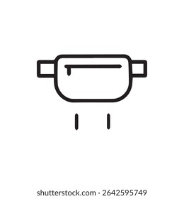 A minimalist belt bag icon. Perfect for designs related to fashion accessories or travel gear. Simple and clean style.