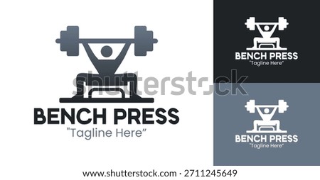 A minimalist bench press logo ideal for bodybuilding brands, strength equipment, and athletic challenges.