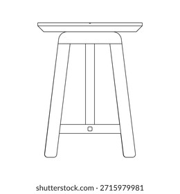 Minimalist bench side view with sturdy legs and clean modern lines. Suitable for interior design concepts, furniture catalogs, and architectural visualization.