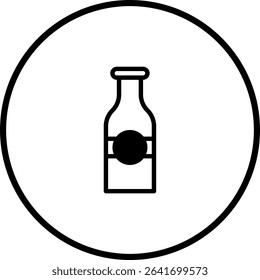 Minimalist Beverage Bottle Icon Within a Circular Frame - Line Art Design