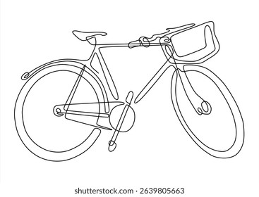 Minimalist Bicycle Continuous Line Drawing.  line icon-continuous line drawing. Editable stroke.
