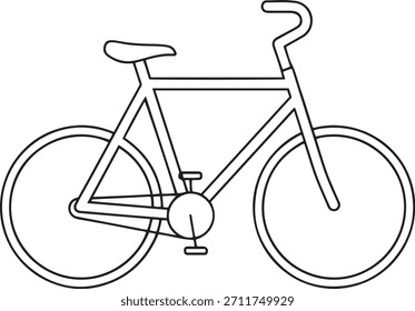 Diseño minimalista del Vector del icono de la bicicleta en estilo de silueta de arte de línea delgada Mediana limpia elemento gráfico de signo de transporte simple moderno para ilustración profesional y uso digital