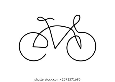 Minimalist bicycle illustration with continuous lines, simple design suitable for a logo or transportation icon.