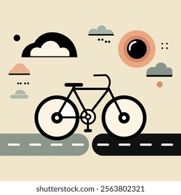 Minimalist Bicycle Illustration - Modern Geometric Vector Art.