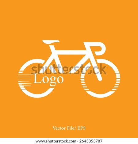 Minimalist Bicycle Logo Design on Orange Background, Logo Design