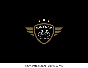 Minimalist bicycle logo design template. Electric bike emblem vector.