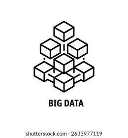 Ilustração minimalista de Big Data usando linhas de traçados para representar o fluxo de informações e as conexões estruturadas