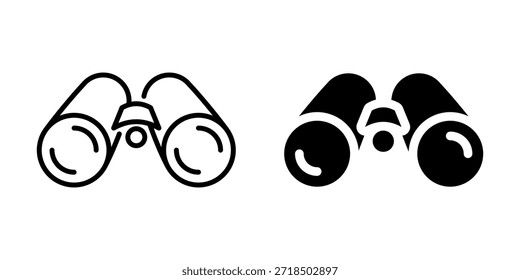 Minimalist binoculars icons: line and solid designs for exploration