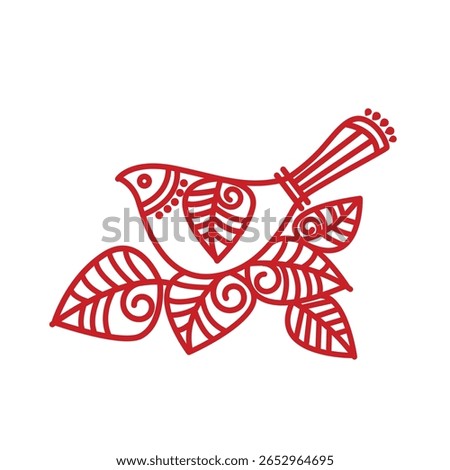 Minimalist Bird art vector. folk bird vector, Ornamental bird art, Indian folk art vector