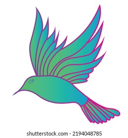 Minimalist bird drawing design. Bird abstract hand-drawn style, outline art vector illustration. Gradient color bird drawing.Sketch of Bird