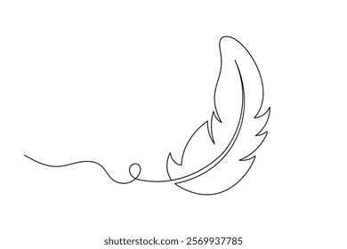 Minimalist Bird Feather Continuous Line Drawing - Elegant Outline Design for Art and Branding