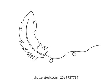 Minimalist Bird Feather Continuous Line Drawing - Elegant Outline Design for Art and Branding