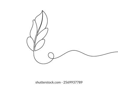 Minimalist Bird Feather Continuous Line Drawing - Elegant Outline Design for Art and Branding