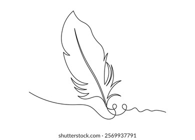 Minimalist Bird Feather Continuous Line Drawing - Elegant Outline Design for Art and Branding