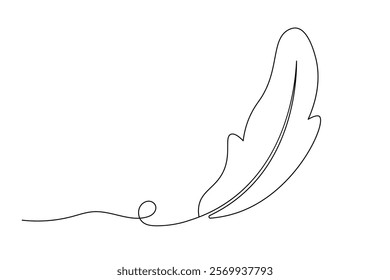 Minimalist Bird Feather Continuous Line Drawing - Elegant Outline Design for Art and Branding