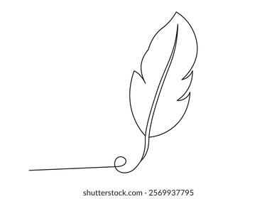 Minimalist Bird Feather Continuous Line Drawing - Elegant Outline Design for Art and Branding