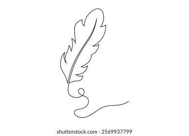 Minimalist Bird Feather Continuous Line Drawing - Elegant Outline Design for Art and Branding