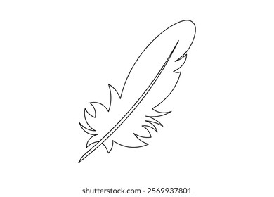 Minimalist Bird Feather Continuous Line Drawing - Elegant Outline Design for Art and Branding