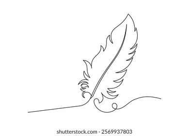 Minimalist Bird Feather Continuous Line Drawing - Elegant Outline Design for Art and Branding