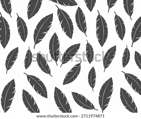 Minimalist Bird Feather Seamless Pattern in Monochrome Tones for Textile Design