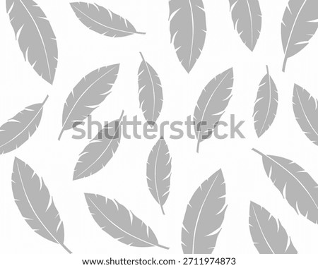 Minimalist Bird Feather Seamless Pattern in Monochrome Tones for Textile Design
