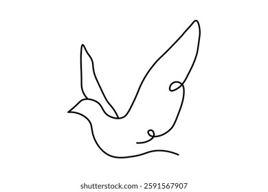 Minimalist bird illustration with continuous lines, simple and elegant design for decoration or logo.