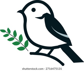 Minimalist Bird Logo Design with Olive Branch Symbol