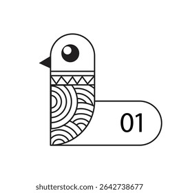 Minimalist Bird Logo with Geometric Ornament