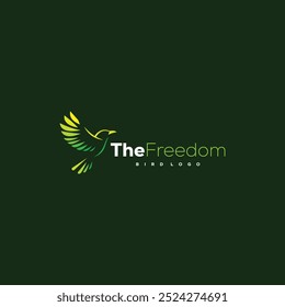 Minimalist bird logo in green signifies freedom and modernity. Perfect for nature, travel, and eco-friendly branding. Sleek design conveys elegance and liberation.