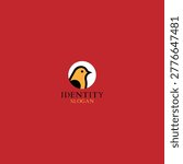 Minimalist Bird Logo, Yellow Robin Songbird Circle Identity. Bird In Circle Logo. 