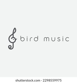 A minimalist bird music logo with a treble clef